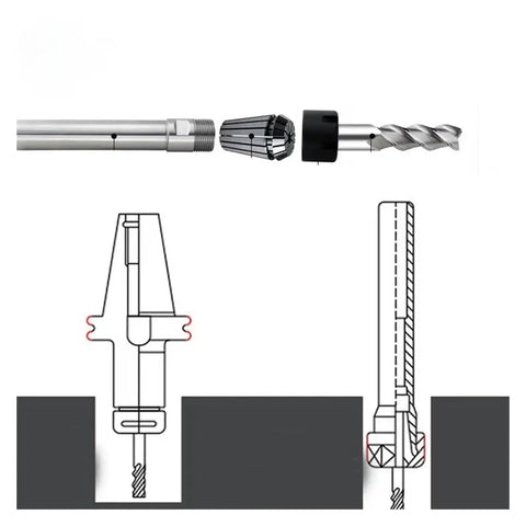 Cnc Er25 Er32 Collet Chuck Extended Milling Lathe Holder showing precision ground taper and collet design.