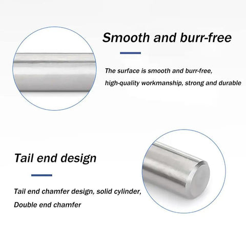 Shop Ready 304 Stainless Steel Dowel Pins 100 Piece Kit Precision Hardened Alignment Rods For Cnc Fixturing And Industrial Gear Featuring Zero Slop Fitment And Built Tough Reliability In 2X5 Millimeter Specs, showcasing smooth surface and tail end design.