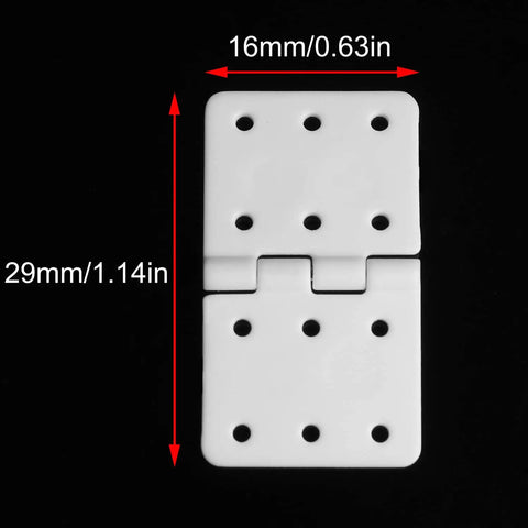 24 Pack Pinned Nylon Hinges For RC Aircraft And Fixed Wing Models, 16x29 Mm Foldable Hinges With 30 Degree Angle, white hinge detail