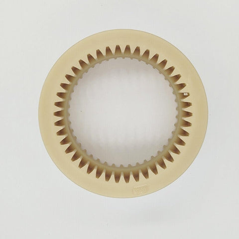 Top view of One Piece Curved Teeth Nylon Sleeve Gear Coupling Sleeve Replacement For Precision Machinery With M-65 Compatibility, 132mm OD