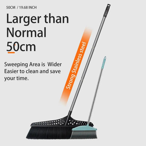 Heavy Duty Outdoor Angle Broom With 20 Inch Wide Base And 51 Inch Extended Handle Sweeper featuring strong stainless steel handle and wide 50cm cleaning area.