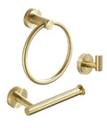 Brushed Gold Bathroom Hardware Set With Toilet Paper Holder Towel Ring And Robe Hook Stainless Steel Wall Mount 3 Piece Bath Accessories Upgrade