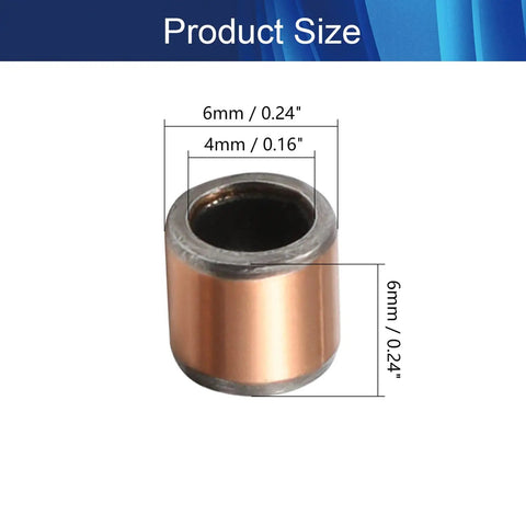 Top Shelf Oilless Bushings 4Mm Bore Smooth Operator Sleeve Bearings dimensions showing 4mm bore and 6mm outer diameter.
