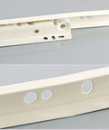 Close-up of a white steel Heavy Duty Drawer Slides And Cabinet Rails Set for Smooth Sliding Thickened Keyboard Tray and Computer Table Chute.