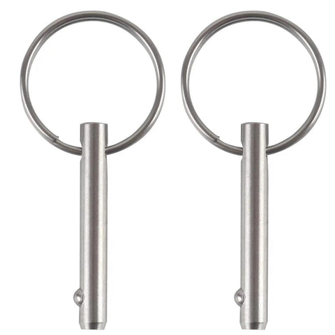 Two 316 stainless steel quick-release pins with rings for Bimini top marine hardware, 3/16 in dia, 0.95 in length