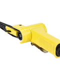 Yellow Pneumatic Belt Sander Polisher with 360 degree rotating handle, compatible with 330x10mm or 520x20mm belts.