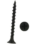 Close-up of Stinger Phillips Drywall Screws Coarse Thread 6 X 1.5 Inch Black, displaying one screw and cross-head detail