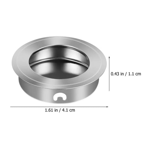 16 Piece Stainless Steel Recessed Round Drawer Pulls Set For Wardrobes And Dressers No Fuss Easy Install Hidden Hardware Low Profile Flush Cabinet Handles For Doors Sleek Durable Furniture Accessory showing size dimensions