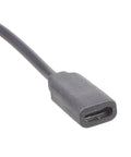 Close-up of No Stress Type C Extension Cable With Right Angle Plug Fits Snug In Tight Corners For Marathon Gaming And Daily Grind Delivers Smooth 5V 2A Power Without Data Sync Hassle, black connector.