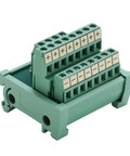 2 In 8 Out Terminal Block Module For DIN Rail And Panel Mount Power Distribution Breakout Board 25A Rating Great For PLCs Servo Drives Power Amplifiers Industrial Automation And Electrical Panels, side view