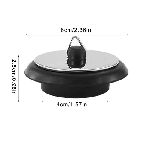 General Use Bath Tub Drain Stopper, with 10CM Chain, 6cm diameter, chrome top, suitable for sinks and bathtubs.