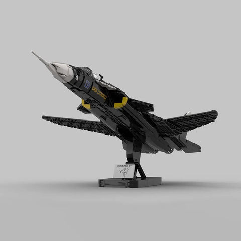 One Thirty-Fifth Scale Su-47 Berkut Fighter Jet Building Blocks Kit With Sticker MOC Military Model on display stand