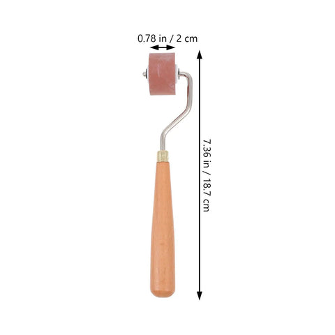 Professional Heavy Duty Rubber Ink Roller For Printmaking And Canvas Painting Smooth Glide Surface 7.36 in with wooden handle.
