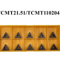 Rugged Carbide Turning Inserts 20 Pcs TCMT21.51 TCMT110204 in yellow box, PVD coated for steel lathe tool holders
