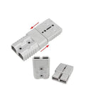 Beefy Heavy Duty Battery Quick Connect Plug 175A 1/0 AWG for recovery winch or trailer shown with terminal pins and disconnects