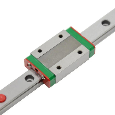 200mm MGN12 Linear Rail Guide with MGN12H Carriage Block, 2 red rubber stoppers, 8 fixing holes for 3D printers and CNC machines.