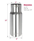 Diesel Exhaust Tip 5 Inch Inlet 6 Inch Outlet Stainless Steel Bolt On Tail Pipe Tip 15 Inch Long Rolled Edge Slant Cut Universal
