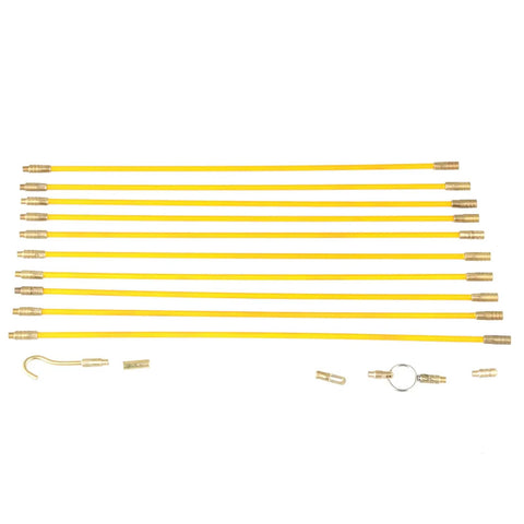 Super Cool 10 Pack 4mm Fiberglass Fish Tape Rods With Solid Brass Connectors For Easy Pulling Wire Through Walls Attics And Ceilings Without A Hassle, 10 rods with brass ends