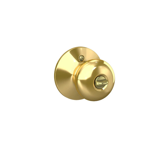 Keyed Entry Door Knob In Bright Brass Finish With Self Aligning Screws Includes Lockset And Two Keys For Quick Easy Installation Secure Front Or Back Door Access Unlock From Inside When Handle Turns
