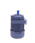 Real Deal Industrial Single Phase Asynchronous Motor 250 Watt 4 Pole 1400 Rpm 220 Volt side view, blue and gray casing for reliable power.