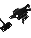 Tough As Nails Self Locking Gate Latch Built From Durable Stainless Steel For Bulletproof Fence Security And Instant Yard Gate Catch hardware piece in black, showcasing its sturdy design and mounting features.