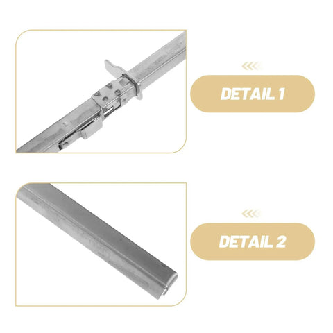 Heavy Duty Plastic Bag Rail Replacement for Packaging Machines and Sealing Equipment Pro Grade Supermarket Tough Ultra Durable and Efficient Rail for Commercial Food Packaging and Retail Bags, silver metal rail detail