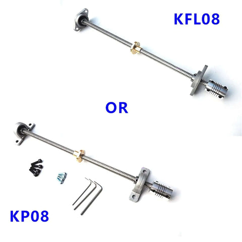 Kick Your 3D Printer Up A Notch With This Premium T8 Lead Screw Kit Featuring Two 1000mm X 2mm Pitch Rods, Dual KFL08 Flange And KP08 Pillow Block Bearings Plus A Smooth 5x8 Coupler For Epic Z Axis Precision And Reliability Anytime. KFL08 and KP08 T8 lead screw kit with 1000mm rods, 5x8 coupler