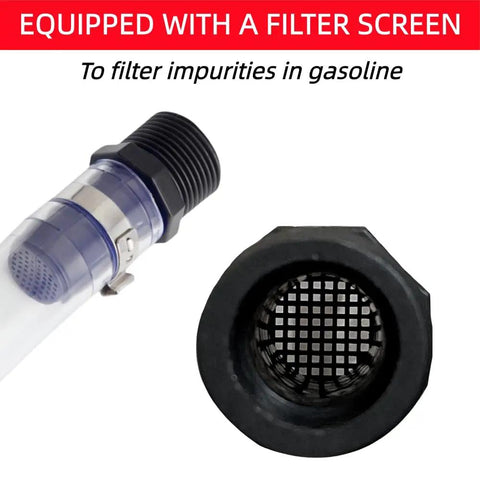 Fuel hose filter screen from Heavy Duty Racing Fuel Hose Kit For 5 Gallon Jugs With Upgraded Bend Pipe And Trigger Hose Bottle Opener