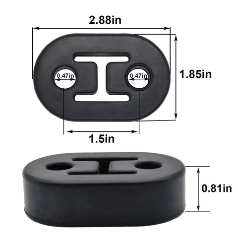 Heavy Duty Rubber Exhaust Hanger Kit 8 Pieces With 4 Hole Adjustable Muffler Hangers dimensions