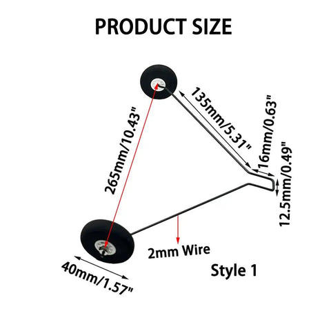 2mm Wire Landing Gear Replacement For RC Airplanes And Helicopters, Metal Rear Gear Set With 40mm Foam Wheels, 265mm Long, 12.5mm Width