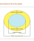 Diagram showing cutlery space and dimensions for Hella Smooth 360 Swivel Tempered Glass Lazy Susan Turntable.