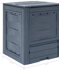 Outdoor Compost Tumbler With Better Aeration, Sturdy Gray Garden Bin Made From Recycled Plastic, Easy Assembly For Fast Composting, Durable Backyard Storage And Garden Cleanup, shown from the front with dimensions