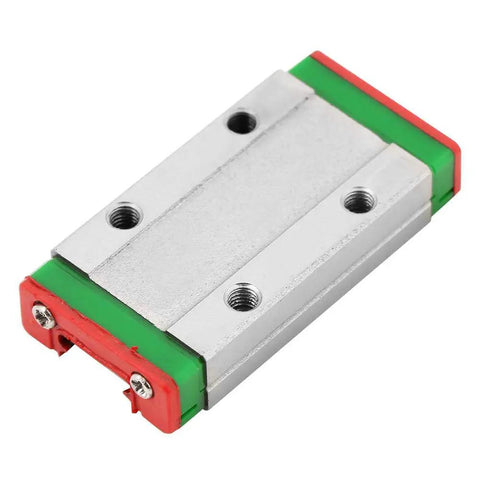 Compact Linear Guide Rail 100mm Length 9mm Width with metal slide block for 3D printers and CNC machines, close-up view.