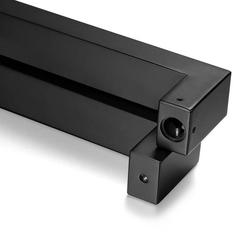 Beefy Heavy Duty 36 Inch Stainless Steel Push Pull Door Handle With Solid SUS 304 Standoffs For Barn Doors And Glass Pulls Matte Black Finish Ideal For Heavy Duty Indoor Commercial Use With Smooth Operation And Long Lasting Finish, close-up of end standoff