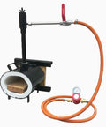 Single Burner Propane Blacksmith Forge With Brick Door 2600F Rated For Knife Making And Farrier Tools Oval Shape Heavy Duty Steel Body