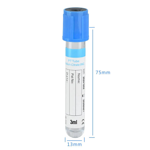 3ml PT Vacuum Specimen Collection Tubes with blue cap, durable PET lab tube for vet and pet testing, easy to handle and transport