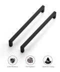 18 Pack 10 Inch Square Cabinet Handles Matte Black Pulls For Kitchen Cabinets And Drawers Center To Center 10 Inches Durable Metal