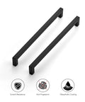20 Pack 10 Inch Square Kitchen Cabinet Handles Matte Black Pulls for Cabinets and Drawers Durable Hardware with icons