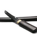 Hand Forged Japanese Tanto Short Sword 15 Inch Tempered T10 Steel With Full Tang Ebony Wood Sheath Bamboo Nail Accents