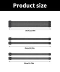Heavy Duty 18AWG Sleeved Power Cable Extension Cord Set With 24Pin Motherboard Pcie Gpu And Cpu Connectors size chart showing lengths.