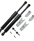 Heavy Duty Carbon Fiber Tailgate Gas Struts For Chevy Silverado And GMC Sierra 1500 2500 3500 with mounting brackets and hardware.