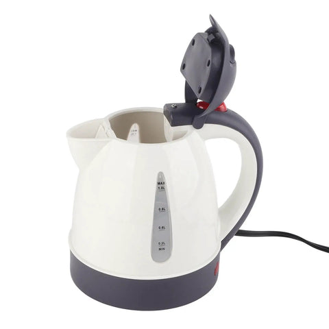 Heavy Duty 1000 Ml Car Kettle Built For Road Warriors Fast Boiling 24V Water Heater With Auto Shut Off Safety System stainless kettle with lid open.