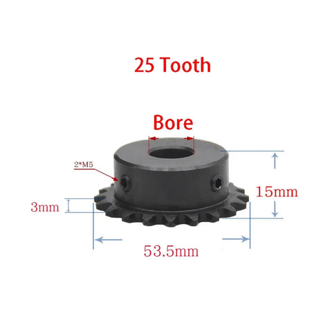 Heavy Duty Bevel Gear Pinion Set In 45 Steel, 25-Tooth, 14-19mm Bore With Keyway, Industrial Sprocket Wheel For Motor Drive
