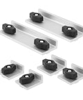 Workhorse T Track Stop Kit For Woodworking And Routing Including 2 Long Stops, 2 Short Stops, knob details visible.