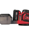 Slick Cordless Random Orbit Sander Kit With M18 Battery Pack for smooth wood finishing, featuring a dust bag and ergonomic design.