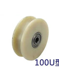 Super Smooth 100mm V Groove Sliding Gate Caster Pair Packs Silky Nylon Track Rollers with Steel pulley detail view.