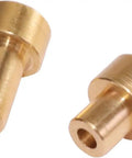 6 Piece Metal Brass Body Lift Spacer Kit For 1/12 MN82 LC79 RC Cars, CNC Precision Machined Upgrade To Fit Larger Wheels And Prevent Tire Rubbing In Turns. two brass lift spacers close-up