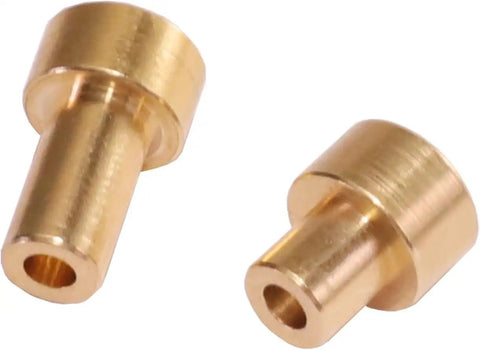 6 Piece Metal Brass Body Lift Spacer Kit For 1/12 MN82 LC79 RC Cars, CNC Precision Machined Upgrade To Fit Larger Wheels And Prevent Tire Rubbing In Turns. two brass lift spacers close-up