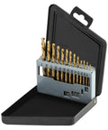 Left Hand Drill Bit Set 13 Pc For Metal Wood Plastic HSS M2 Titanium Nitride Coated 135 Degree Split Point Reverse Drills SAE 1/16 To 1/4 Includes Easy Index Case Long Lasting Bits For Boss Level Drilling in open case
