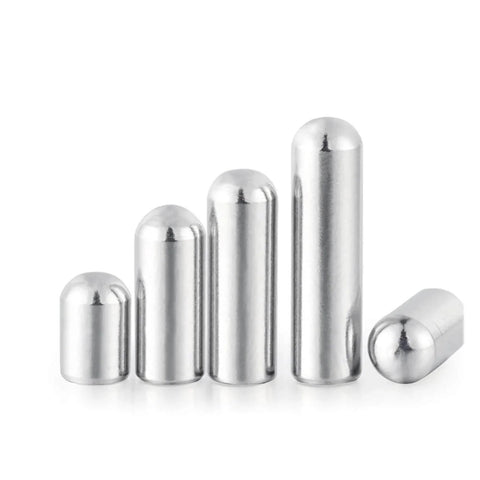 Heavy Duty Stainless Steel Round Head Cylindrical Dowel Pins Set, 304 Grade Locating Pins in metric sizes, group of five pins